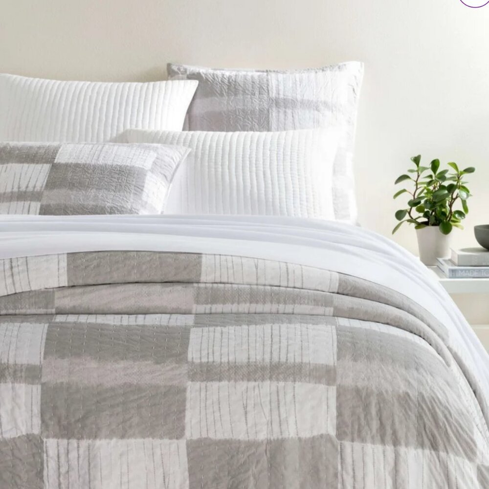 Pine Cone Hill Shibori Grey Euro Sham